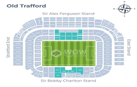 Old Trafford seating chart – Long Side Central Lower Tier