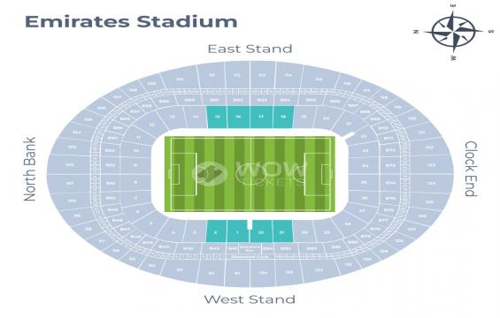 Emirates Stadium seating chart – Long Side Central Lower Tier