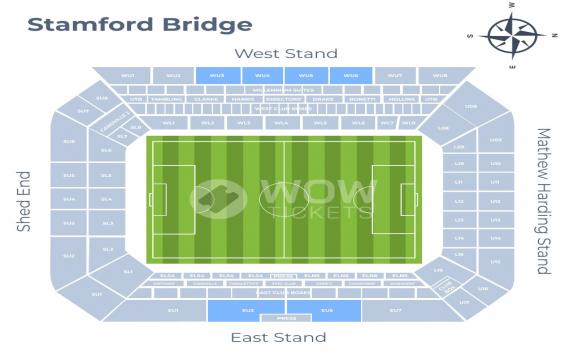 Stamford Bridge seating chart – Long Side Central Upper Tier: Up To 4 Together