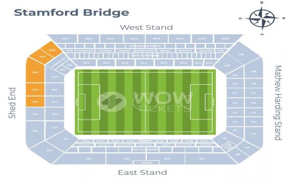 Stamford Bridge seating chart – Shed End Upper Tier: Up To 4 Together