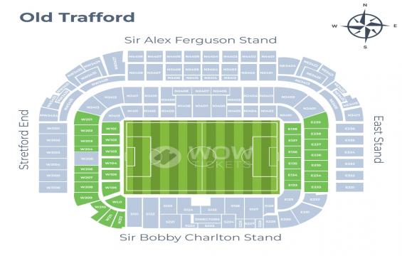 Old Trafford seating chart – Short Side Lower Tier: Up To 4 Together
