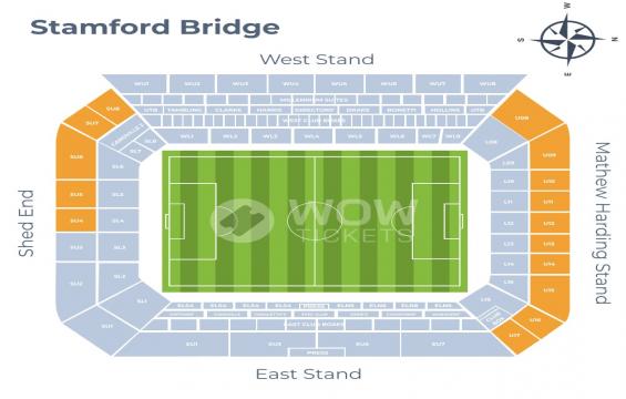 Stamford Bridge seating chart – Short Side Upper Tier: Up To 4 Together