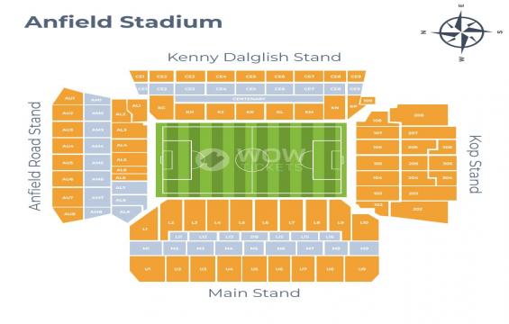 Anfield seating chart – Single Ticket