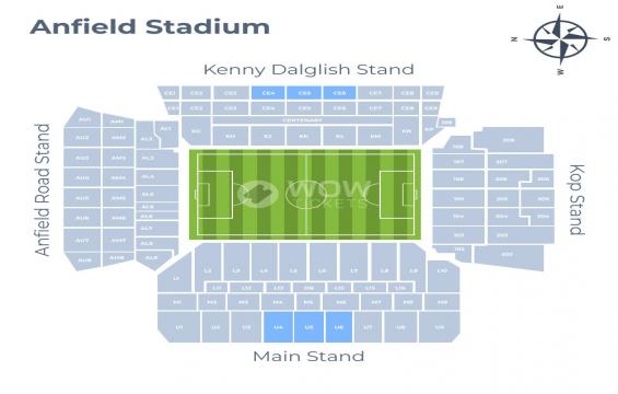 Anfield seating chart – Long Side Central Upper Tier