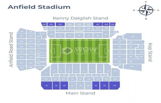 Anfield seating chart – Long Side Upper Tier