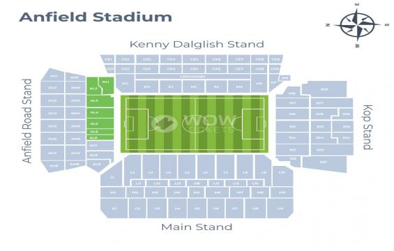 Anfield seating chart – Short Side Lower Tier