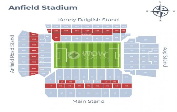 Anfield seating chart – VIP Hospitality Package